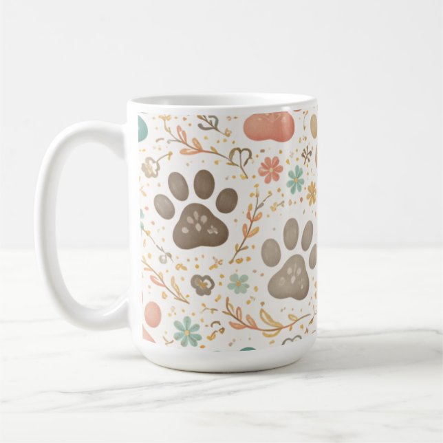 Caneca De Café Marcas de Pata Fofas (Esquerda)