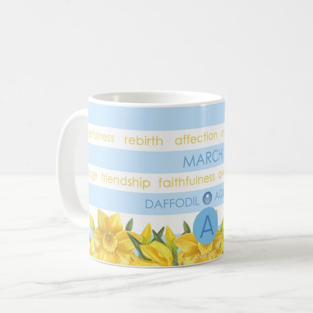 Caneca De Café Marcha de Flor e Gem Stripe Mug (Frente Esquerda)