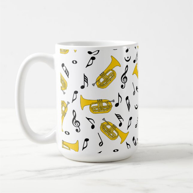 Caneca De Café Marching Baritone Music Notes Treble Clefs (Esquerda)