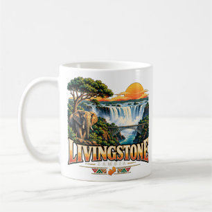 Caneca De Café Marco Artístico de Viagem de Livingstone Zambia Vi