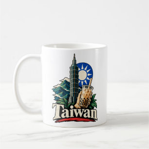 Caneca De Café Marco de Arte de Viagem Vintage Taiwan