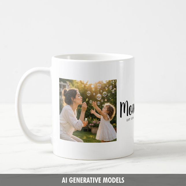 Caneca De Café Marco de Foto Memória de Estabelecimento da Mamãe (Mom Established Photo Milestone Memory Coffee Mug)