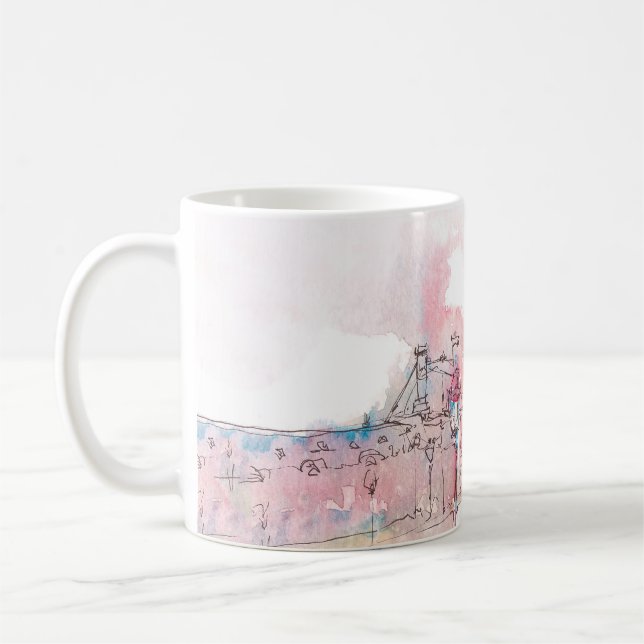 Caneca De Café Marco de Paris com aquarela num dia chuvoso - (Esquerda)