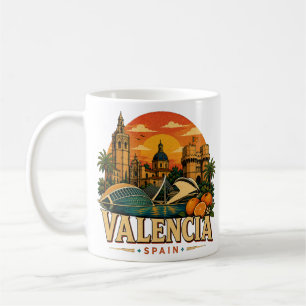 Caneca De Café Marco de Valencia Vintage Espanha Arte de Viagem