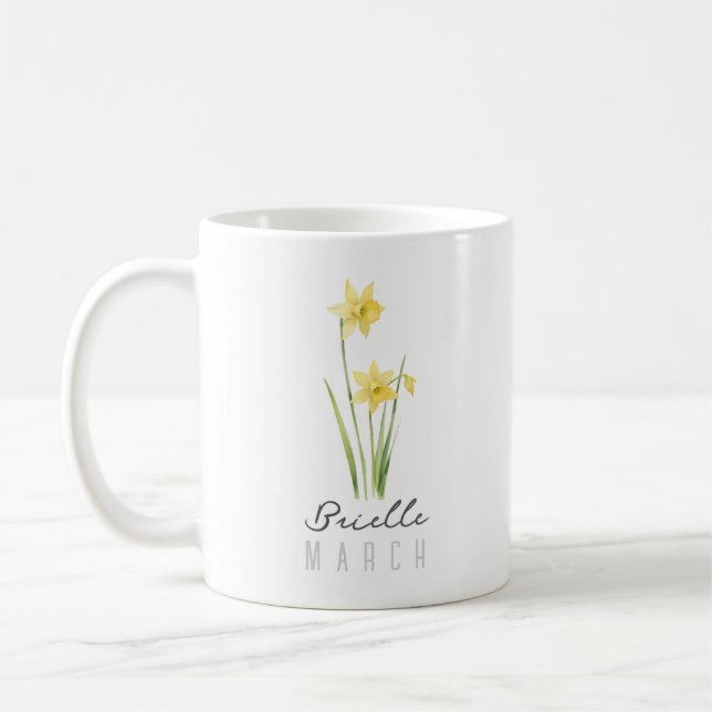 Caneca De Café Março Mês de Nascimento sem Nome - Daffodil (Esquerda)
