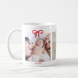 Caneca De Café Marcos do bebê aos 3 anos de idade foto laços verm