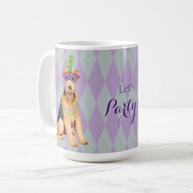 Caneca De Café Mardi Gras Airedale (Frente Esquerda)