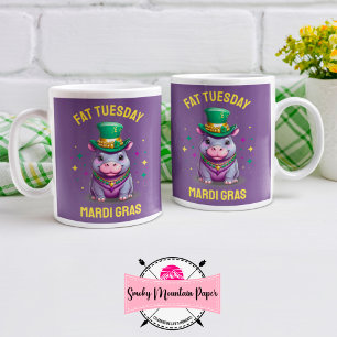 Caneca De Café Mardi Gras Fat Whimsso Terça-feira Hippo