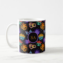 Caneca De Café Mardi Gras Feather Mask Purple Green Star