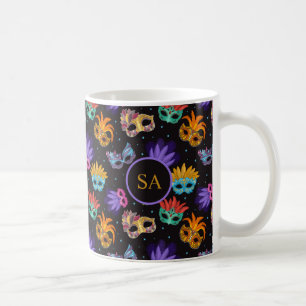 Caneca De Café Mardi Gras Feather Mask Purple Green Star