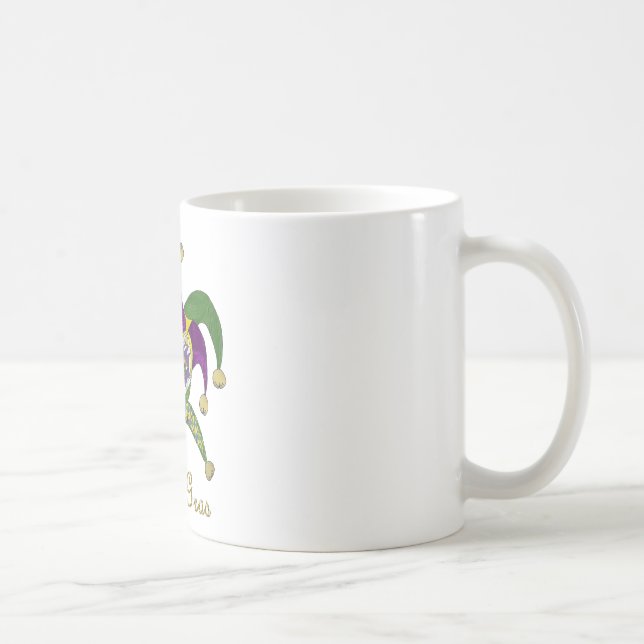 Caneca De Café Mardi Gras Jesters Mask colorido (Direita)