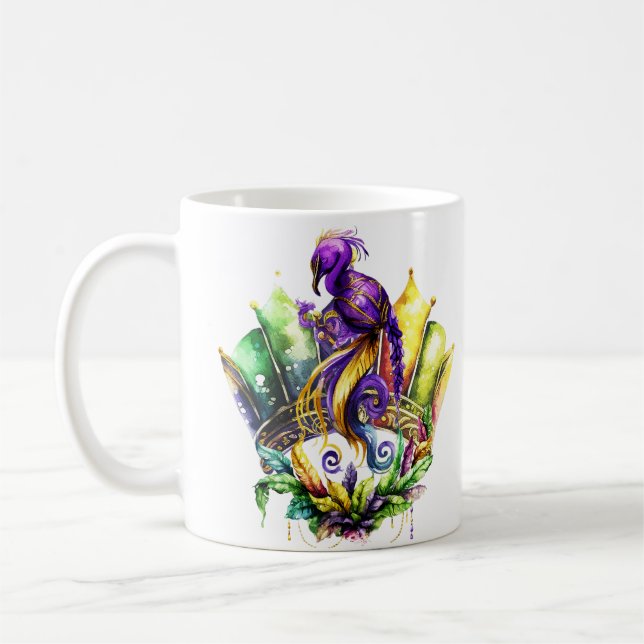 Caneca De Café Mardi Gras - Pássaro E Coroa (Esquerda)