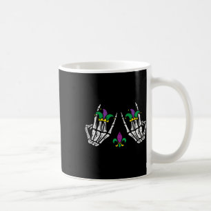 Caneca De Café Mardi Gras Skeleton Rocker Mão Música Rock Men Bo