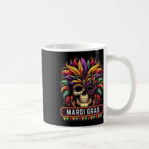 Caneca De Café Mardi Gras Skull Mask 2025 Partido Carnaval Mulher