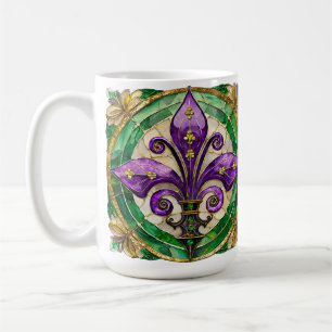 Caneca De Café Mardi Gras StainGlass Fleur de lis