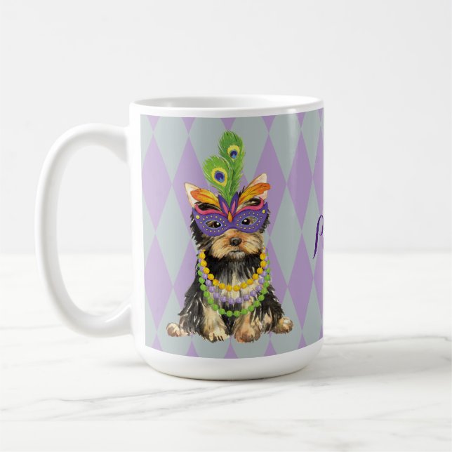 Caneca De Café Mardi Gras Yorkie (Esquerda)
