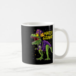 Caneca De Café Mardi Grawr T-rex Dinossaur Dino Mardi Gras Kids B
