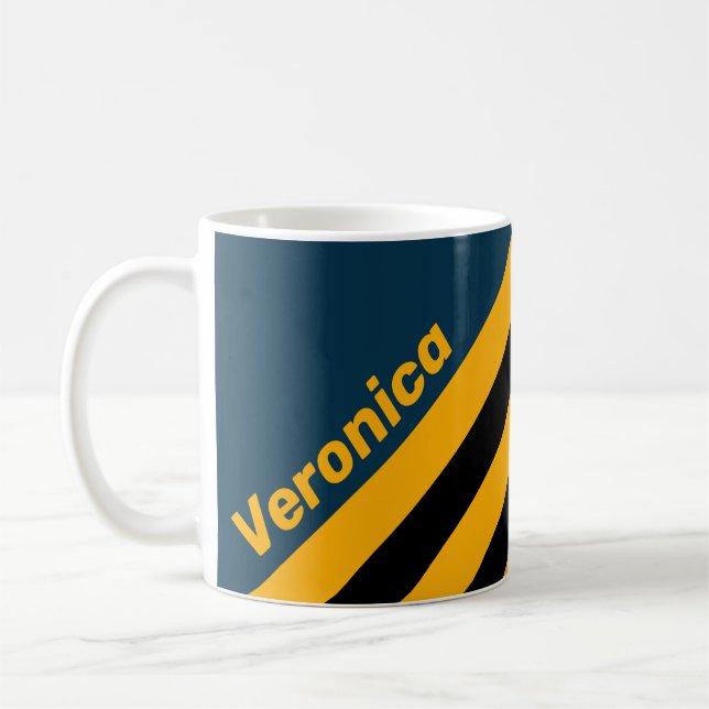 Caneca De Café Maré Retro Iluminada Listras com Nome (Esquerda)