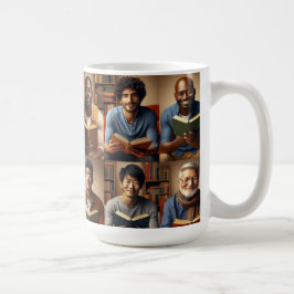 Caneca De Café Mares e Pilhas de Livros