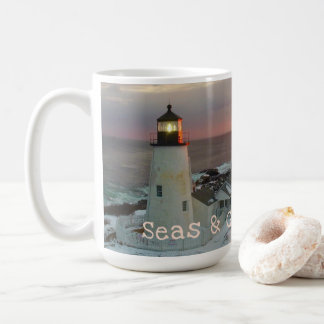 Caneca De Café Mares e Saudações Farol Rosa Esmagado
