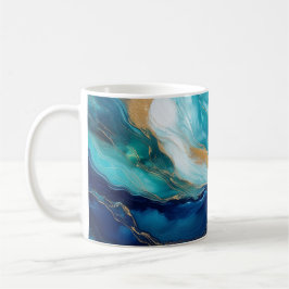 Caneca De Café Marés Místicas: A Arte de Cobalto e Teal