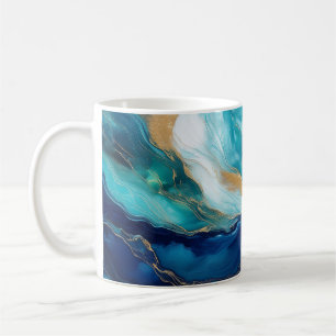 Caneca De Café Marés Místicos: A Arte de Cobalto e Teal