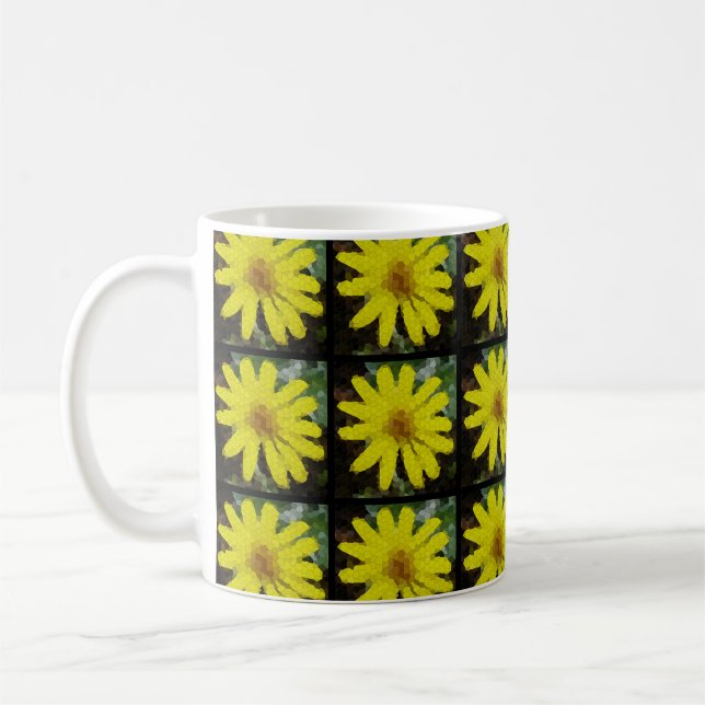 Caneca De Café Margarida Amarela Cheery - Azulejos Mosaicos - (Esquerda)
