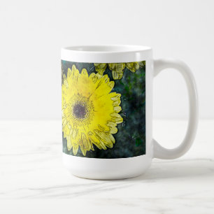 Caneca De Café Margarida Amarela de Aquarela