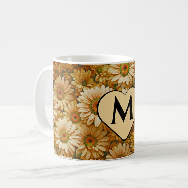 Caneca De Café Margarida amarela floral amarela (Frente Esquerda)