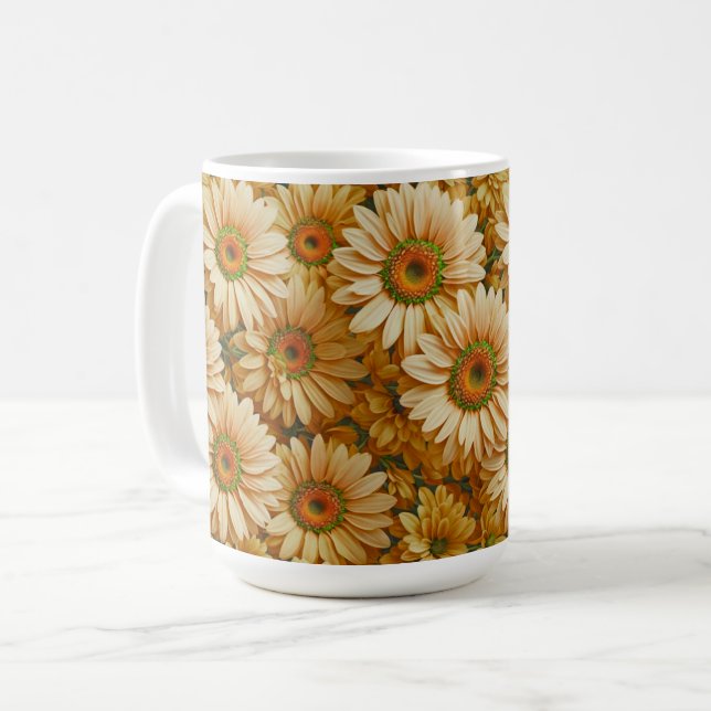 Caneca De Café Margarida amarela floral amarela (Frente Esquerda)