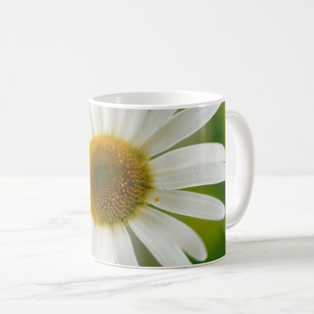 Caneca De Café Margarida Branca de Oxeye - Leucanthemum vulgare (Frente Esquerda)