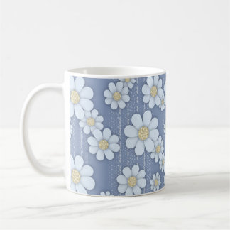 Caneca De Café Margarida Branca e Bonita na Margarida Azul