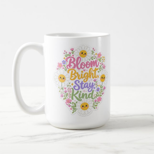 Caneca De Café Margarida: Floresça Radiante, Seja Gentil (Esquerda)