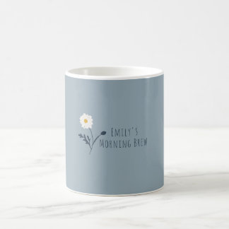 Caneca De Café Margarida Minimalista Azul & Texto Moderna Casa de