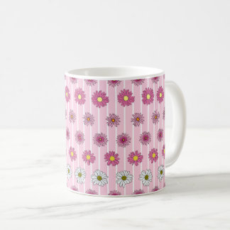 Caneca De Café Margarida Rosa e Branca Branca