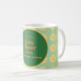 Caneca De Café Margaridas de Primavera em Verde Sage Pastel