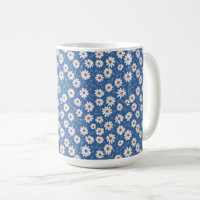 Caneca De Café Margaridas do Sonho Índigo (Frente Esquerda)