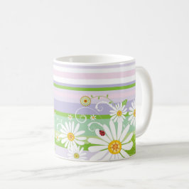 Caneca De Café Margaridas e Borboletas Pastel – Prado de Verão