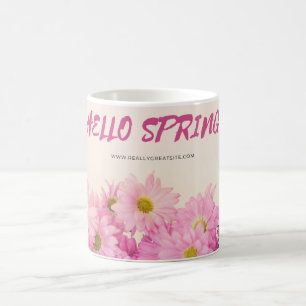 Caneca de Café Margaridas Rosa Olá Primavera