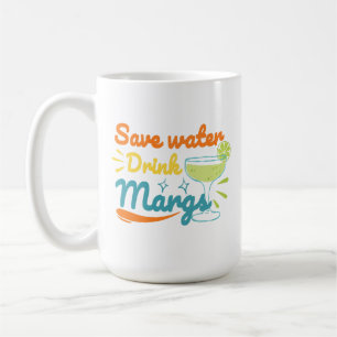 Caneca De Café Margarita Divertida de Verão Economize Água, Beb