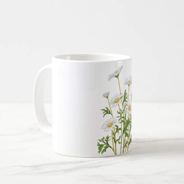Caneca De Café Marguerite Branca Daisy (Frente Esquerda)