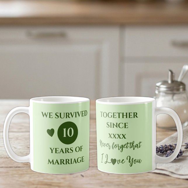 Caneca De Café Marido 10 anos de casamento ano verde (Criador carregado)