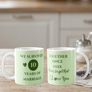 Caneca De Café Marido 10 anos do ano casamento verde