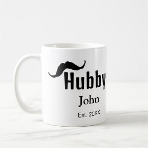 Caneca De Café marido Hubby adiciona nome data ano bigode simples