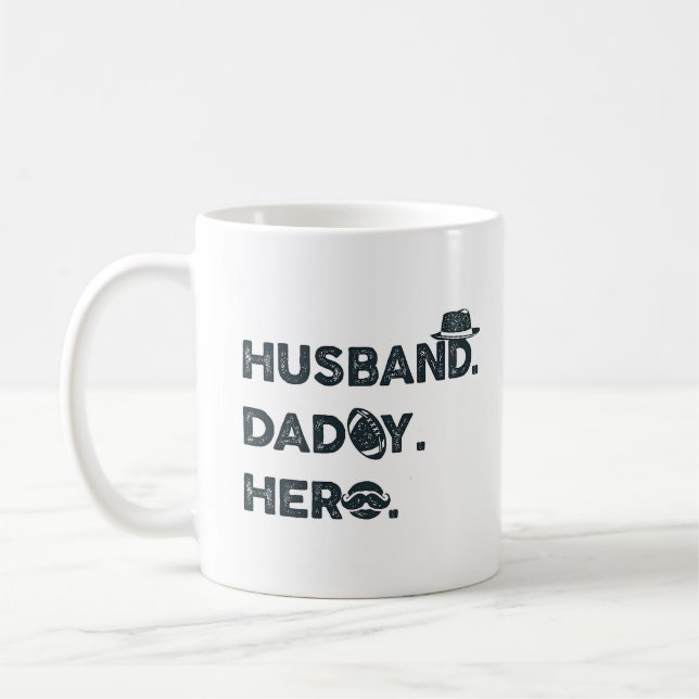 Caneca De Café Marido. Papai. Herói (Esquerda)