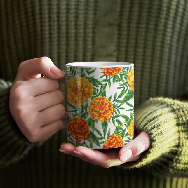 Caneca De Café Marigold Flower Pattern (Marigold Pattern Mug)