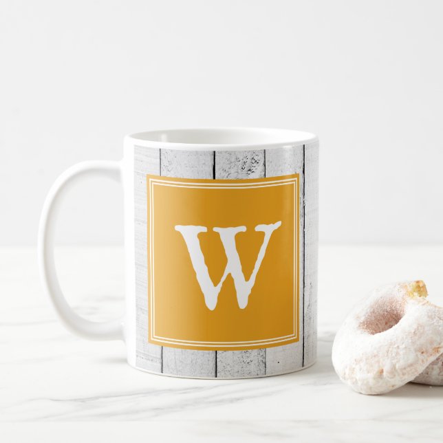 Caneca De Café Marigold Rustic Monograma Mug (Com Donut)