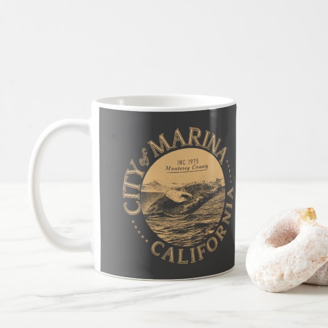 CANECA DE CAFÉ MARINA MONTEREY CALIFÓRNIA - BALEIA HUMPBACK (Com Donut)