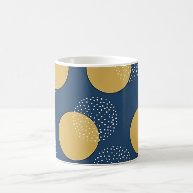 Caneca De Café Marinha Moderna e Bolinhas Douradas (Centro)
