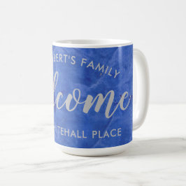 Caneca De Café Marinha Moderna e Nome Endereço Personalizado Prat
